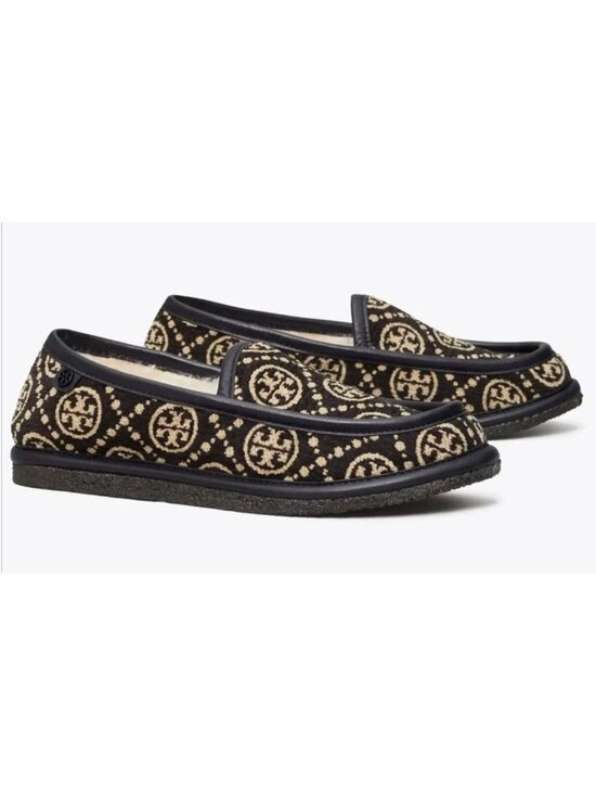 Tory Burch Shoes - NEW Tory Burch T Monogram Buddy Shearling Loafer Black Size US 5 $298 [jb]